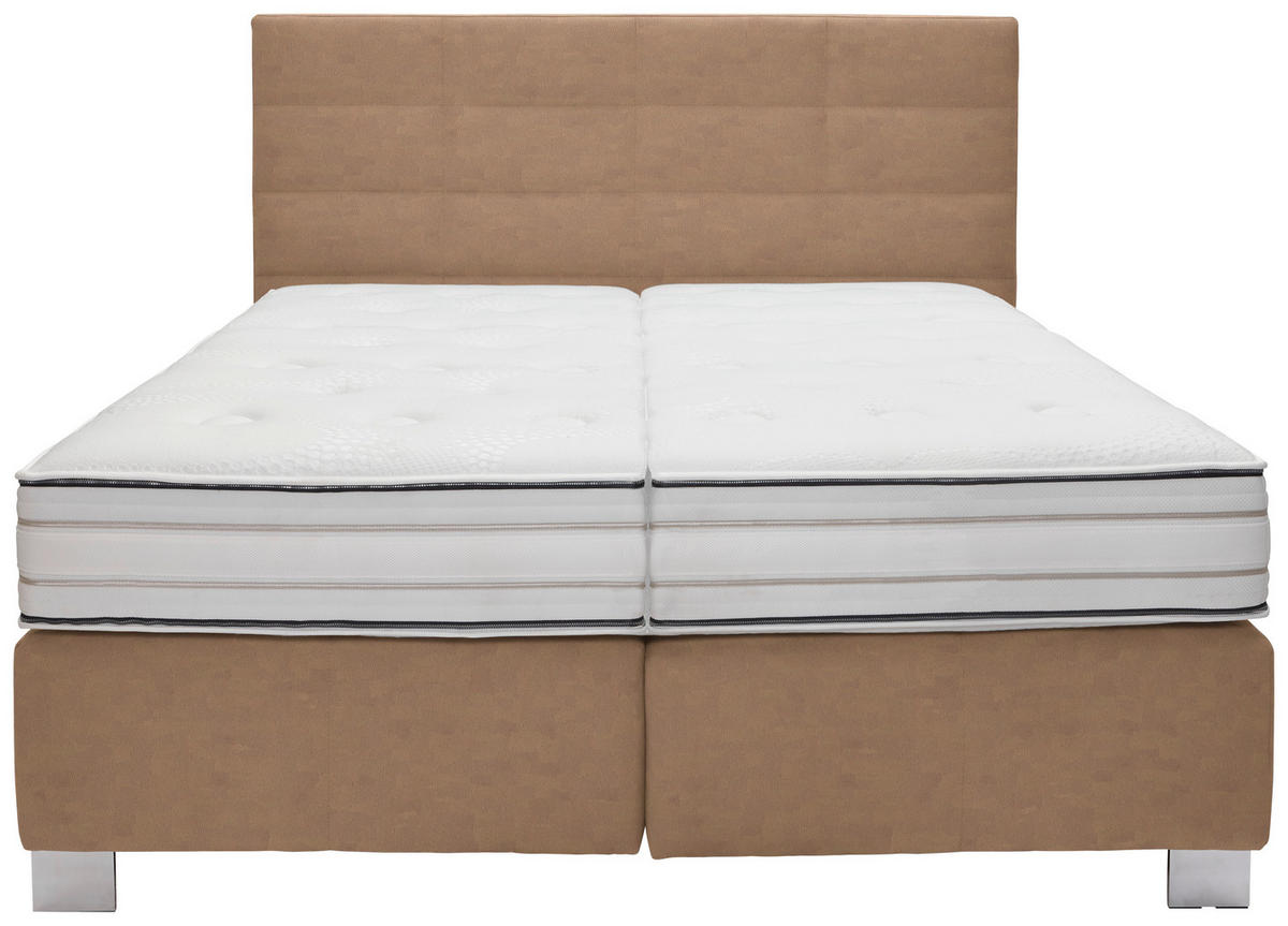 BOXSPRINGBETT 180/200 cm  in Sandfarben  - Sandfarben/Alufarben, Konventionell, Holzwerkstoff/Textil (180/200cm) - Dieter Knoll