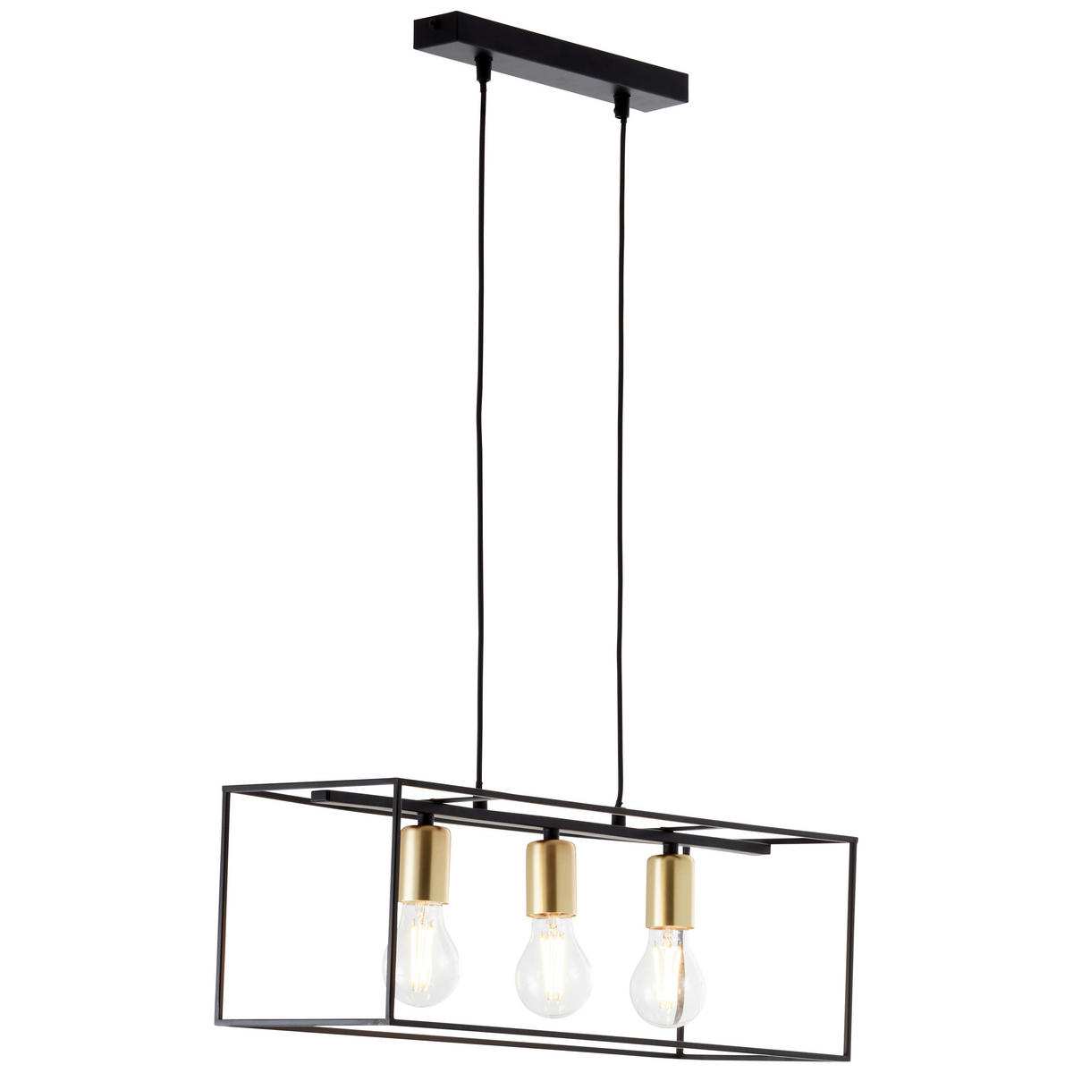 HÄNGELEUCHTE 60/20/85,5 cm    - Messingfarben/Schwarz, Basics, Metall (60/20/85,5cm) - Brilliant