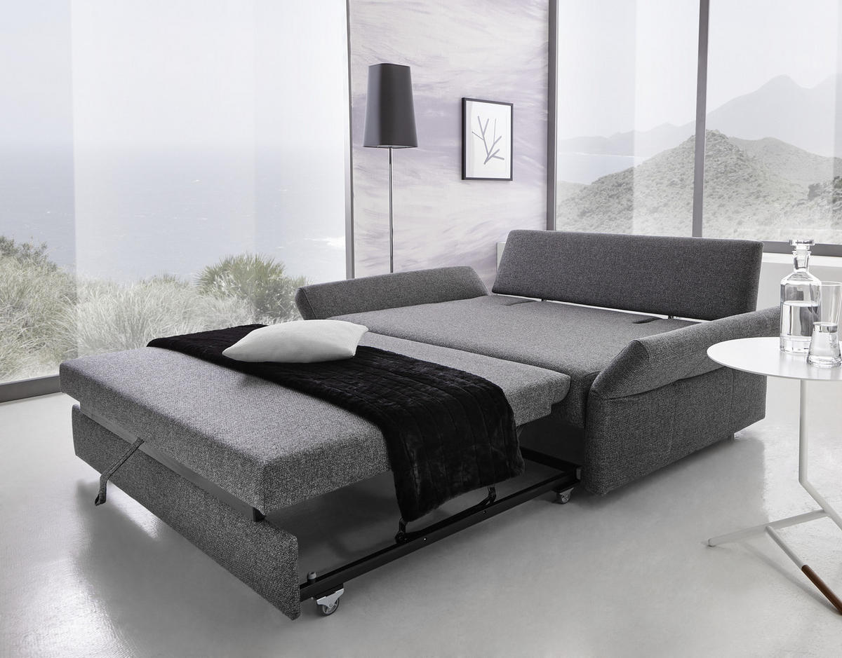 SCHLAFSOFA in Flachgewebe Grau  - Grau, Design, Textil (166-204/88/110-120cm) - Bali
