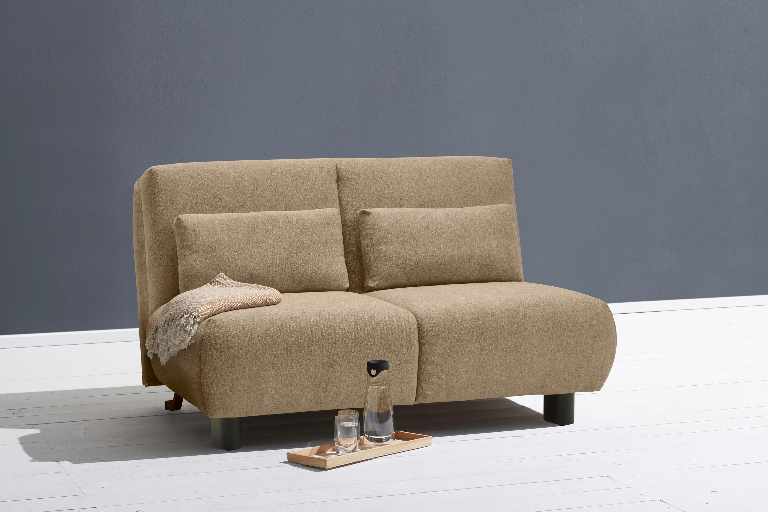 SCHLAFSOFA Flachgewebe Braun  - Schwarz/Braun, KONVENTIONELL, Textil/Metall (150/85/100cm) - Carryhome