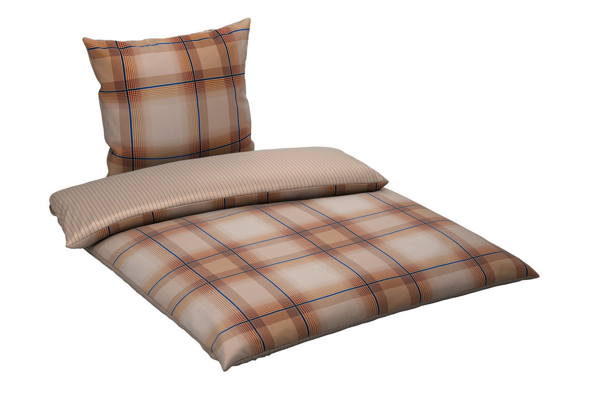 WENDEBETTWÄSCHE Satin 155/220 cm  - Braun/Grau, Textil (155/220cm) - Novel