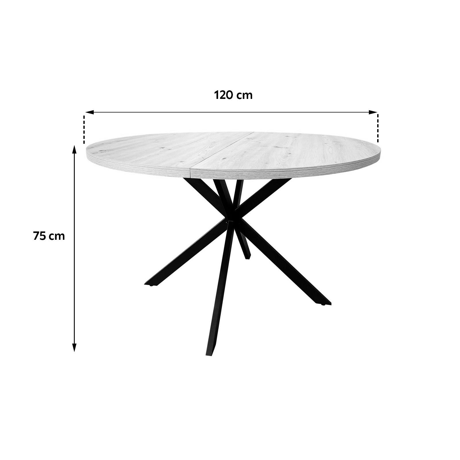 Thumbnail - Mid.you Esstisch, Schwarz, Eiche, Metall, Holzwerkstoff, rund, Flachrohr, 120x75x120 cm, Bsci, Esszimmer, Tische, Esstis...