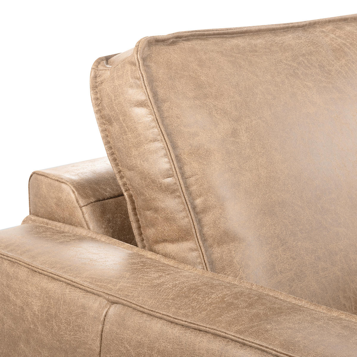ECKSOFA Sandfarben Echtleder Lederlook Bettkasten, Schlaffunktion, Rücken echt  - Sandfarben/Schwarz, Design, Leder/Textil (166/238cm) - Livetastic