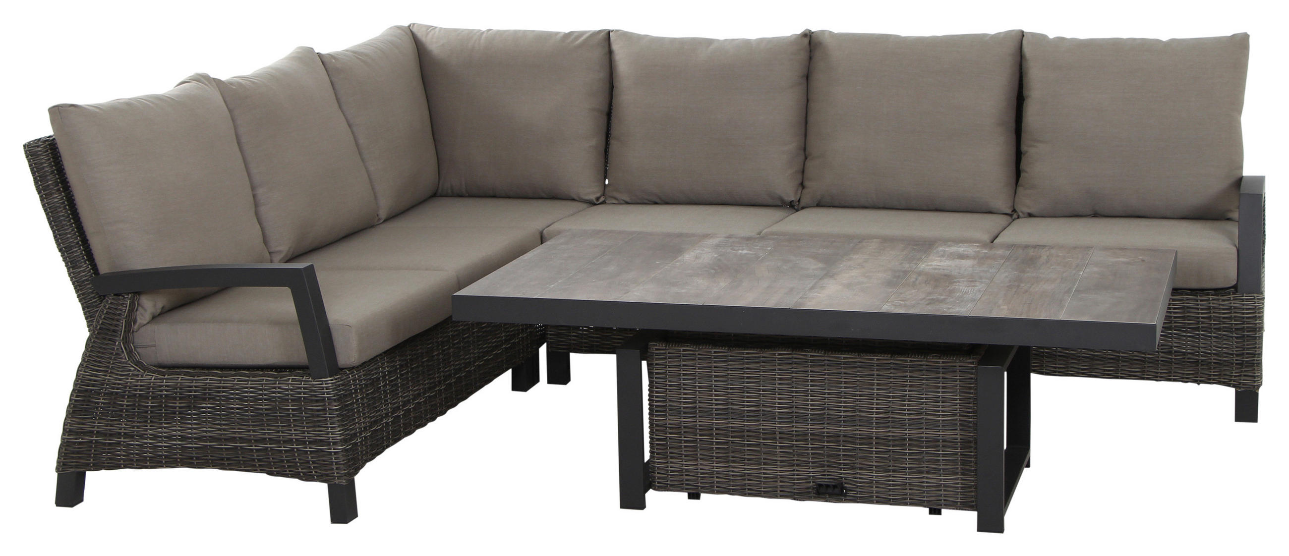 LOUNGEGARNITUR 5-teilig   83/103/160 cm Aluminium  - Grau, Basics, Keramik/Kunststoff (83/103/160cm) - Siena Garden