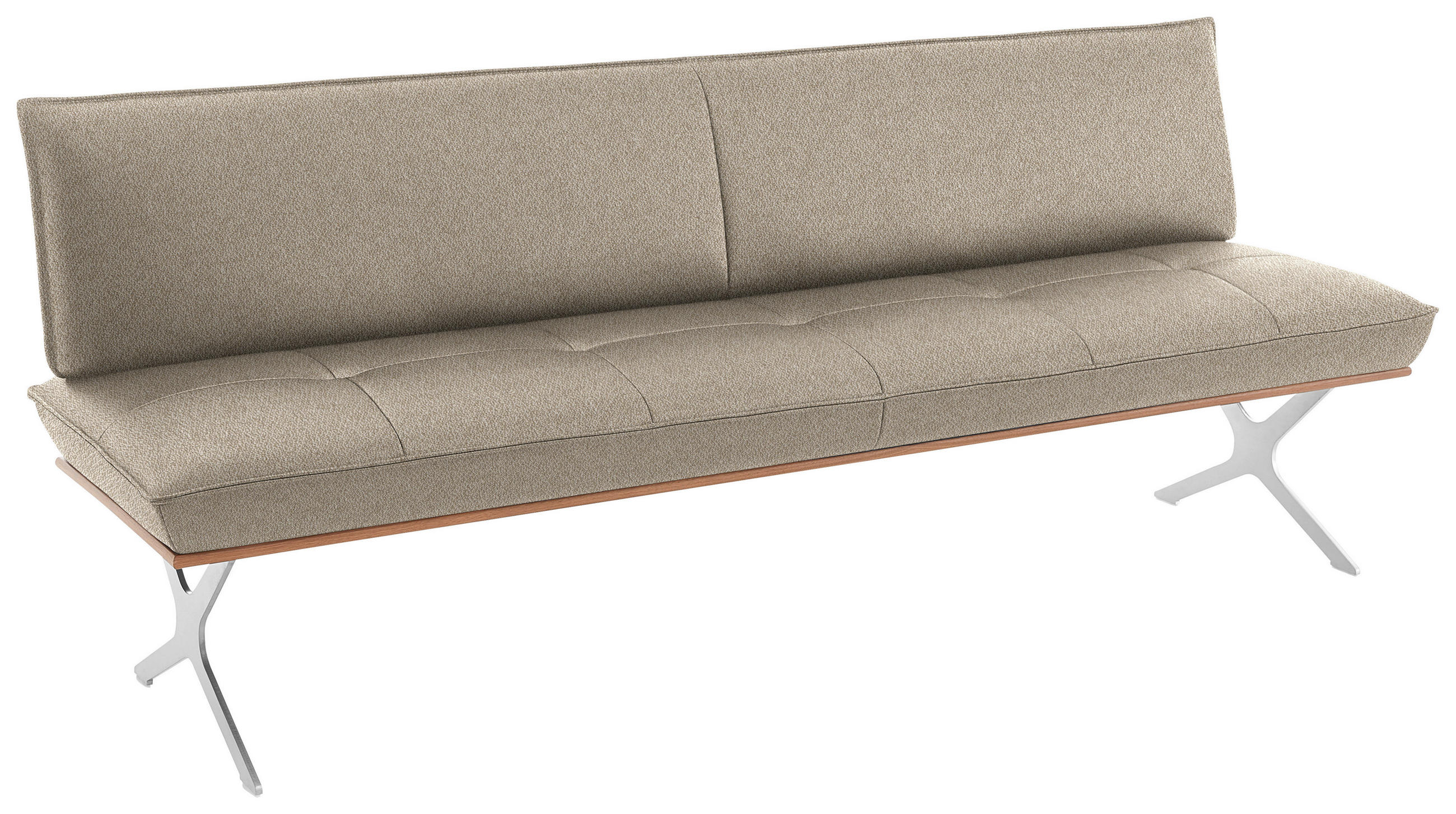 SITZBANK in Holz, Textil Nussbaumfarben, Nickelfarben, Beige  - Edelstahlfarben/Beige, Design, Holz/Textil (214/88/66cm) - Koinor