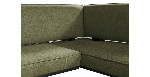 ECKBANK 195/165 cm Webstoff Schwarz, Olivgrün Buche massiv - Schwarz/Olivgrün, Basics, Holz/Textil (195/165cm) - Carryhome