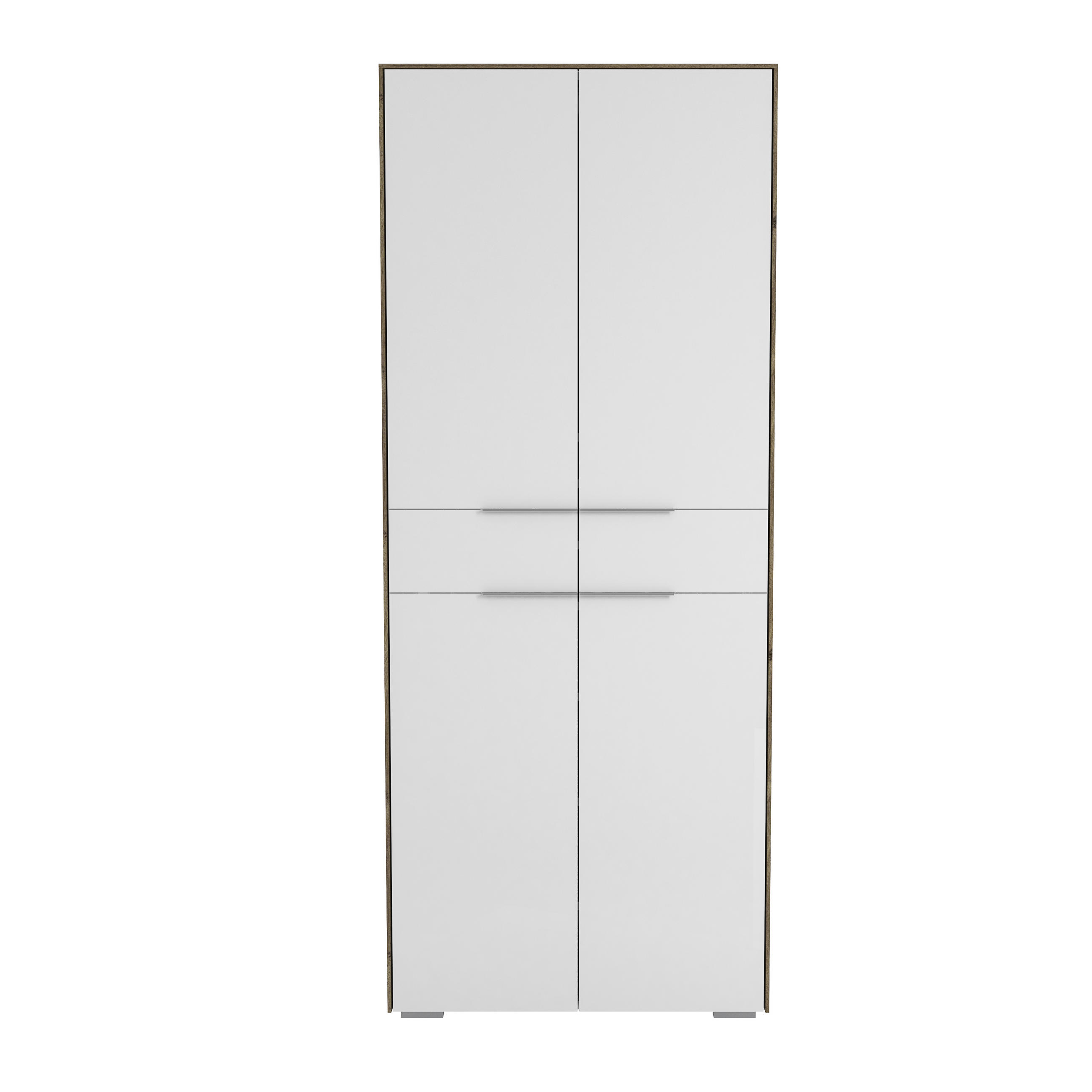 GARDEROBENSCHRANK Weiß, Walnussfarben - Chromfarben/Walnussfarben, Design, Glas/Holzwerkstoff (80,8/199,1/37,3cm) - Voleo