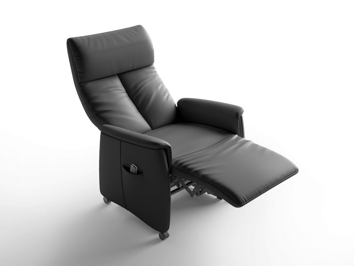 RELAXSESSEL TV CREMONA COMFORT E S1 Echtleder Kopfteilverstellung, Fußteilverstellung, Rücken echt    - Schwarz, Basics, Leder/Kunststoff (76/110/84cm) - Sit & More