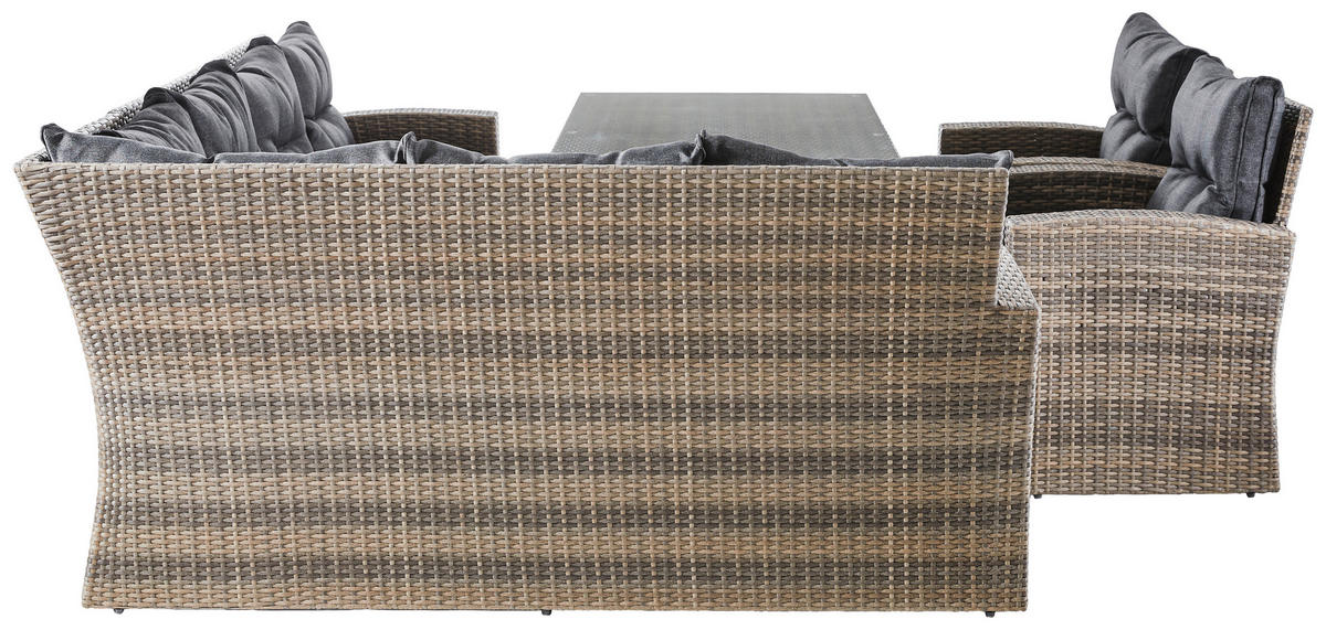 DINING-LOUNGESET 177/231 cm Eisen  - Dunkelgrau/Grau, MODERN, Glas/Kunststoff (177/231cm) - Ambia Garden