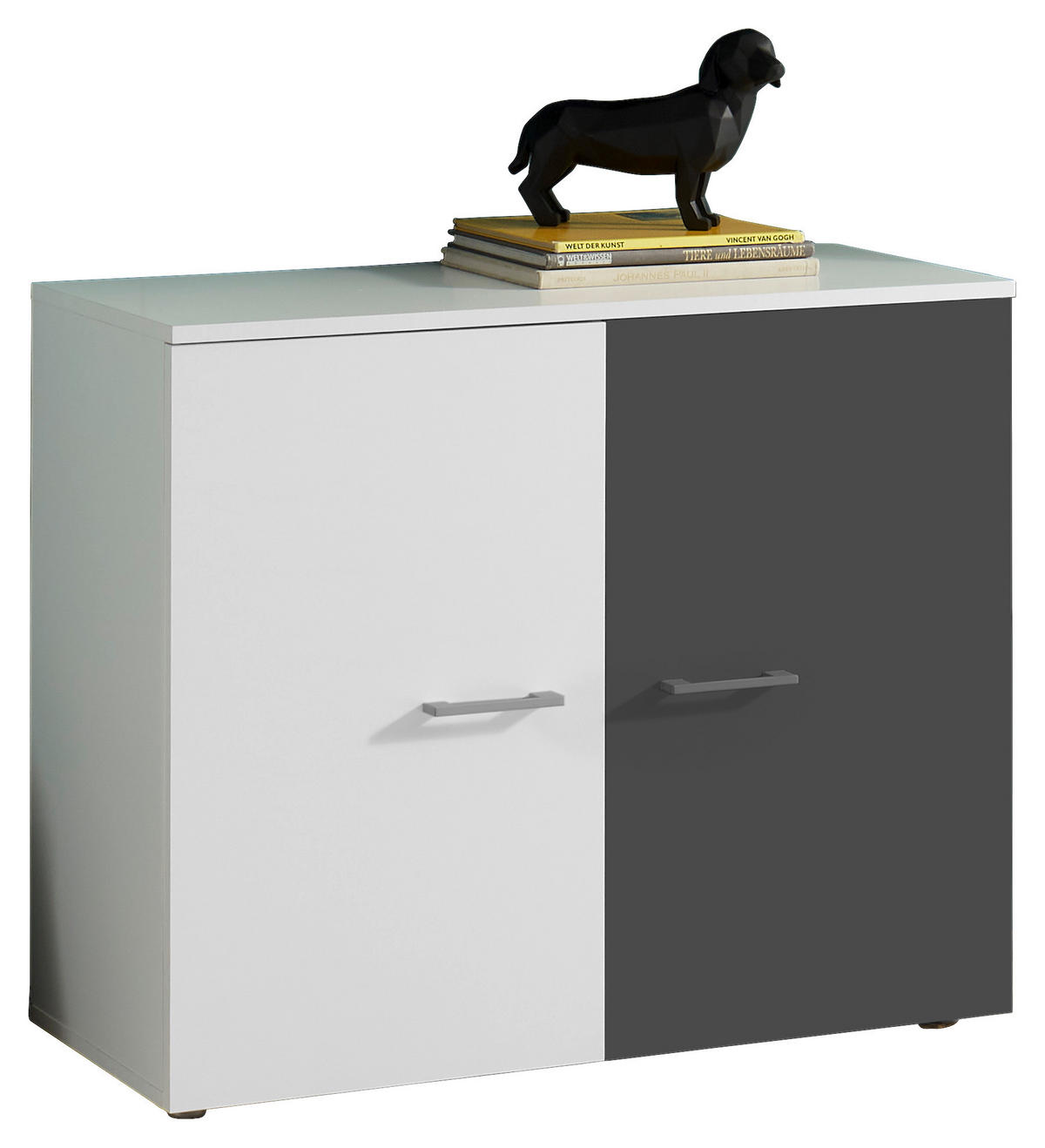DETSKÁ KOMODA  - biela/grafitová, Modern, kompozitné drevo/plast (90/74/37cm) - Carryhome