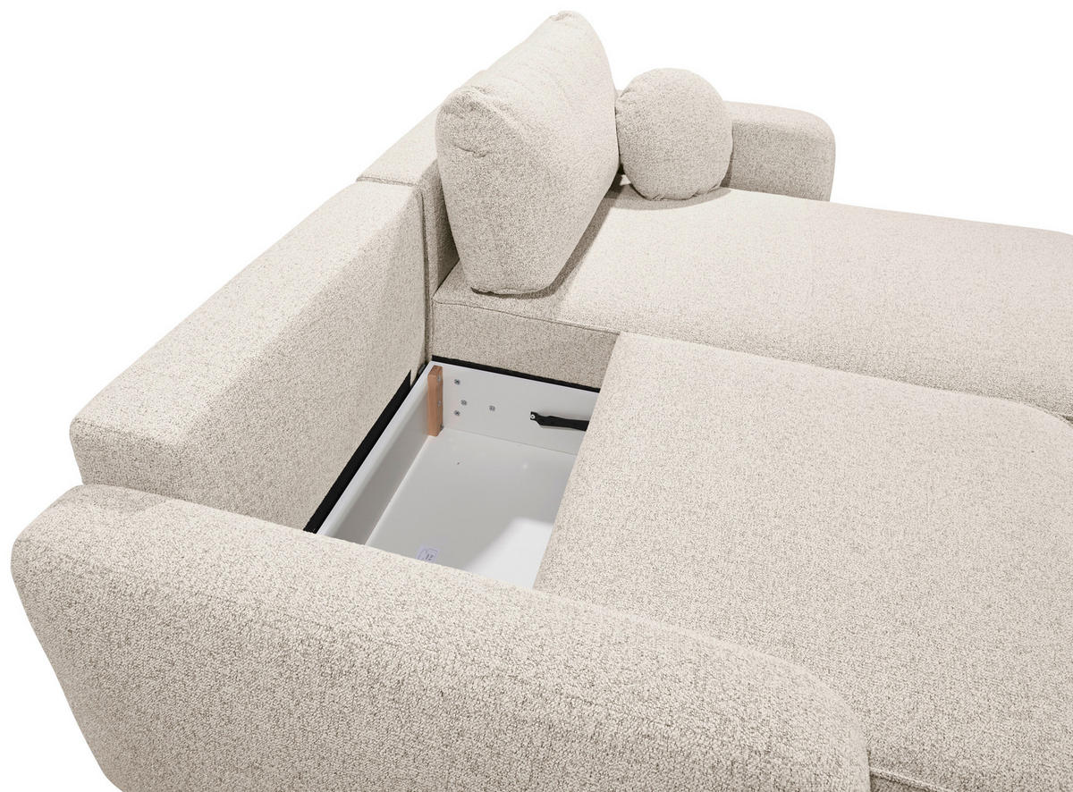 ECKSOFA in Webstoff Beige  - Beige/Schwarz, Konventionell, Kunststoff/Textil (247/190cm) - MID.YOU