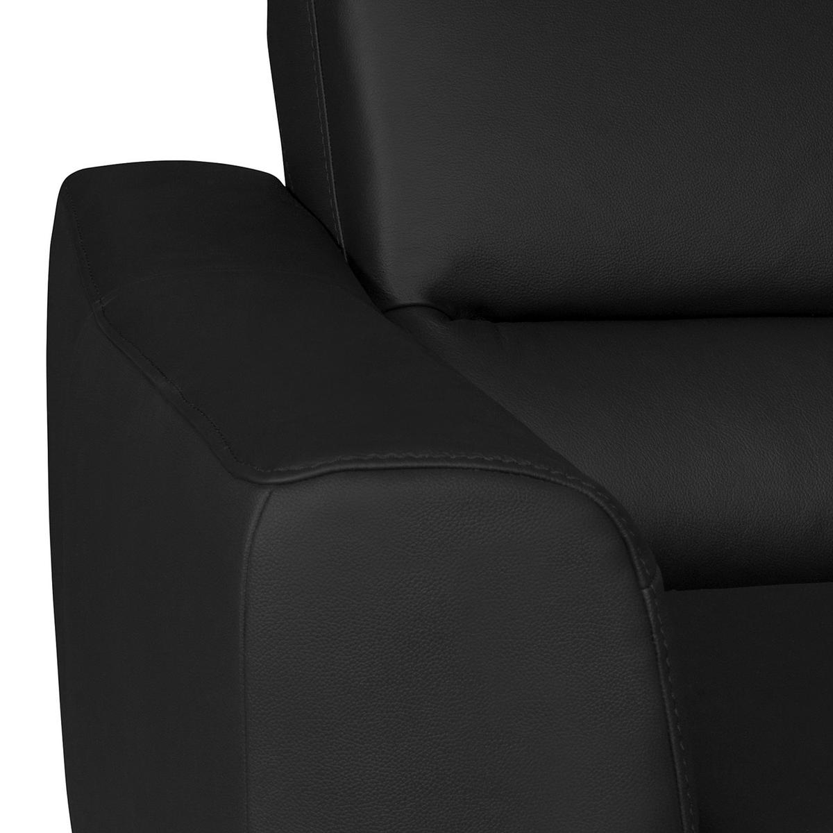 ECKSOFA Schwarz Echtleder Lederlook Bettkasten, Schlaffunktion, Rücken echt  - Chromfarben/Schwarz, Design, Leder/Textil (241/168cm) - Livetastic
