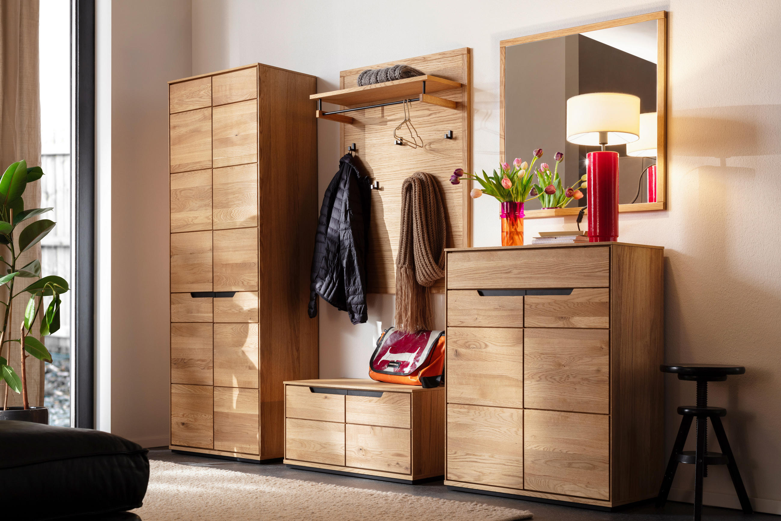 GARDEROBE 5-teilig  in 267/195/41 cm  - Wildeiche, Natur, Holz/Holzwerkstoff (267/195/41cm) - Linea Natura