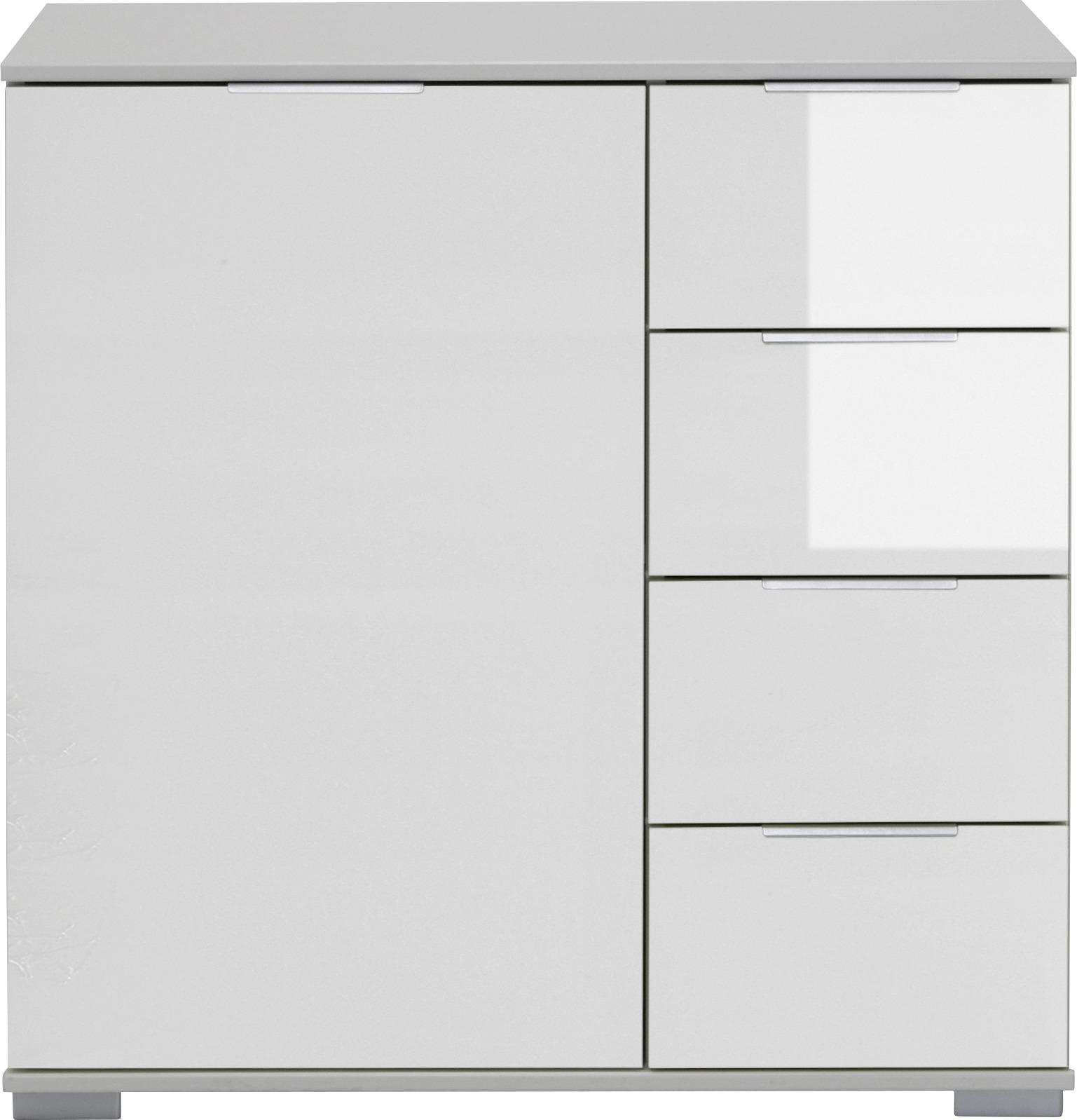 KOMMODE Weiß - Alufarben/Weiß, Design, Glas/Holzwerkstoff (81/83/41cm) - Livetastic