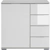 KOMMODE 81/83/41 cm  in Weiss  - Weiss/Alufarben, Design, Glas/Holzwerkstoff (81/83/41cm) - Livetastic