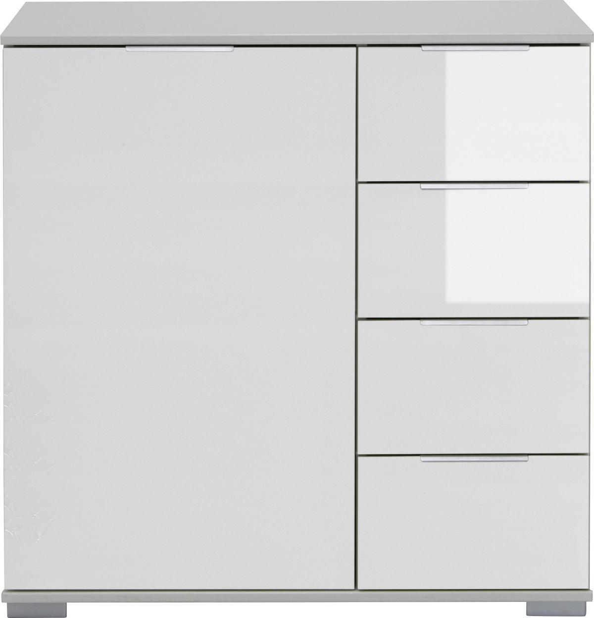 KOMMODE 81/83/41 cm  in Weiss  - Weiss/Alufarben, Design, Glas/Holzwerkstoff (81/83/41cm) - Livetastic