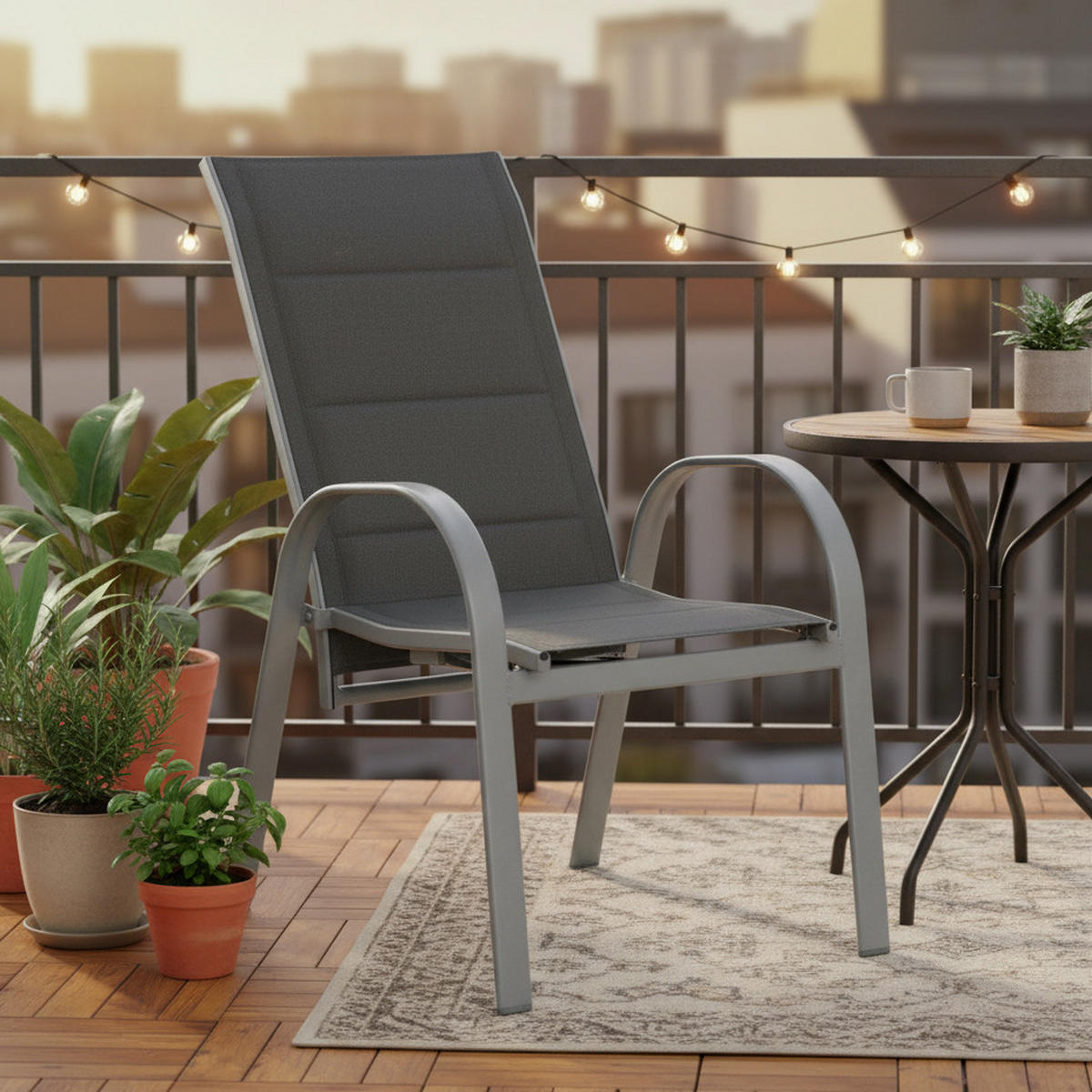 STAPELSESSEL in Metall Grau  - Grau, MODERN, Kunststoff/Metall (59/107/71cm) - Gardenson