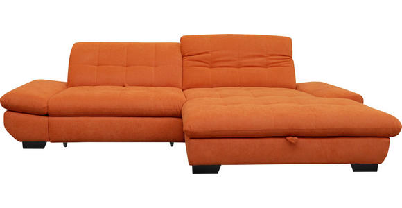 ECKSOFA  in Mikrofaser Orange  290/198 cm  - Schwarz/Orange, Design, Textil/Metall (290/198cm) - Xora