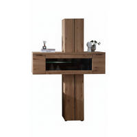 REGALELEMENT Wildeiche, Kork furniert, massiv Schwarz, Wildeiche  - Wildeiche/Schwarz, Natur, Glas/Holz (140/203/42cm) - Linea Natura