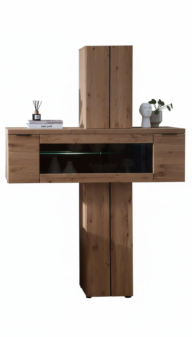 Corp Cu Rafturi, 140/203/42 cm, negru, stejar sălbatic,