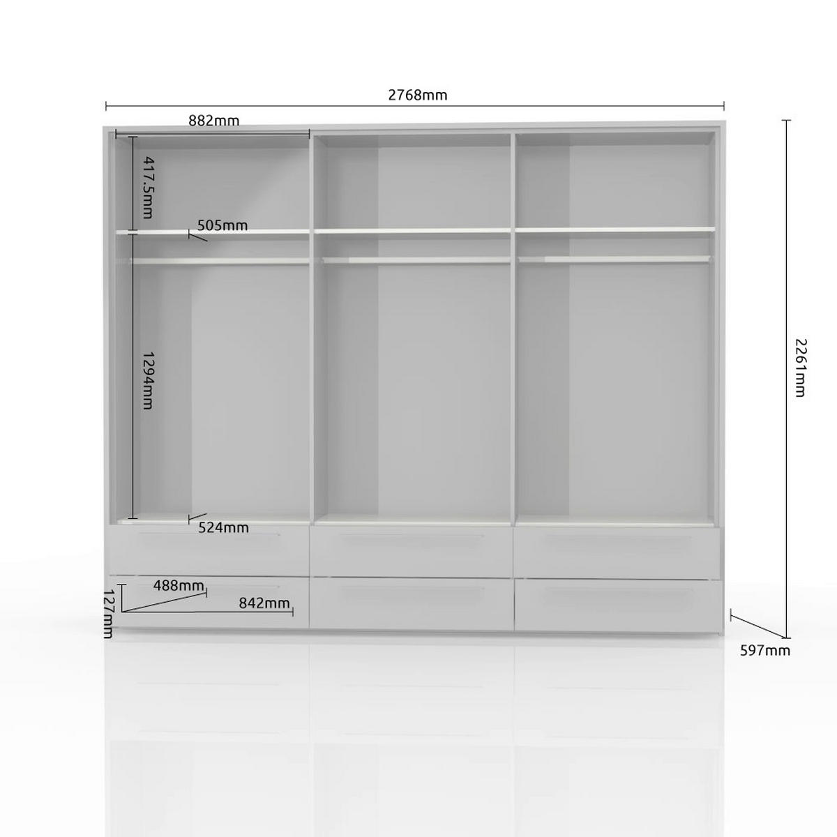 ORMAR SA KLASIČNIM VRATIMA bela, bela visoki sjaj  277/226/60 cm  - bela visoki sjaj/bela, Dizajnerski, pločasti materijal/plastika (277/226/60cm)