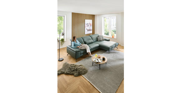 ECKSOFA in Echtleder Opal  - Opal/Schwarz, Design, Leder/Metall (193/332cm) - Dieter Knoll