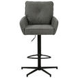 BARHOCKER Leinenoptik Grau, Schwarz Eisen Sitzfläche 360° drehbar, Stoffauswahl  - Taupe/Schwarz, Design, Textil/Metall (58/103-123/61cm) - Novel
