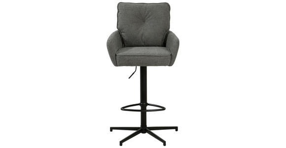 BARHOCKER Leinenoptik Grau, Schwarz Eisen Sitzfläche 360° drehbar, Stoffauswahl - Taupe/Schwarz, Design, Textil/Metall (58/103-123/61cm) - Novel
