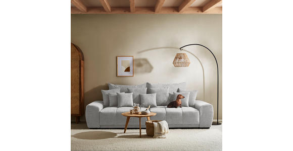 BIGSOFA in Flachgewebe Hellgrau  - Hellgrau/Schwarz, KONVENTIONELL, Holz/Textil (280/67/120cm) - Carryhome