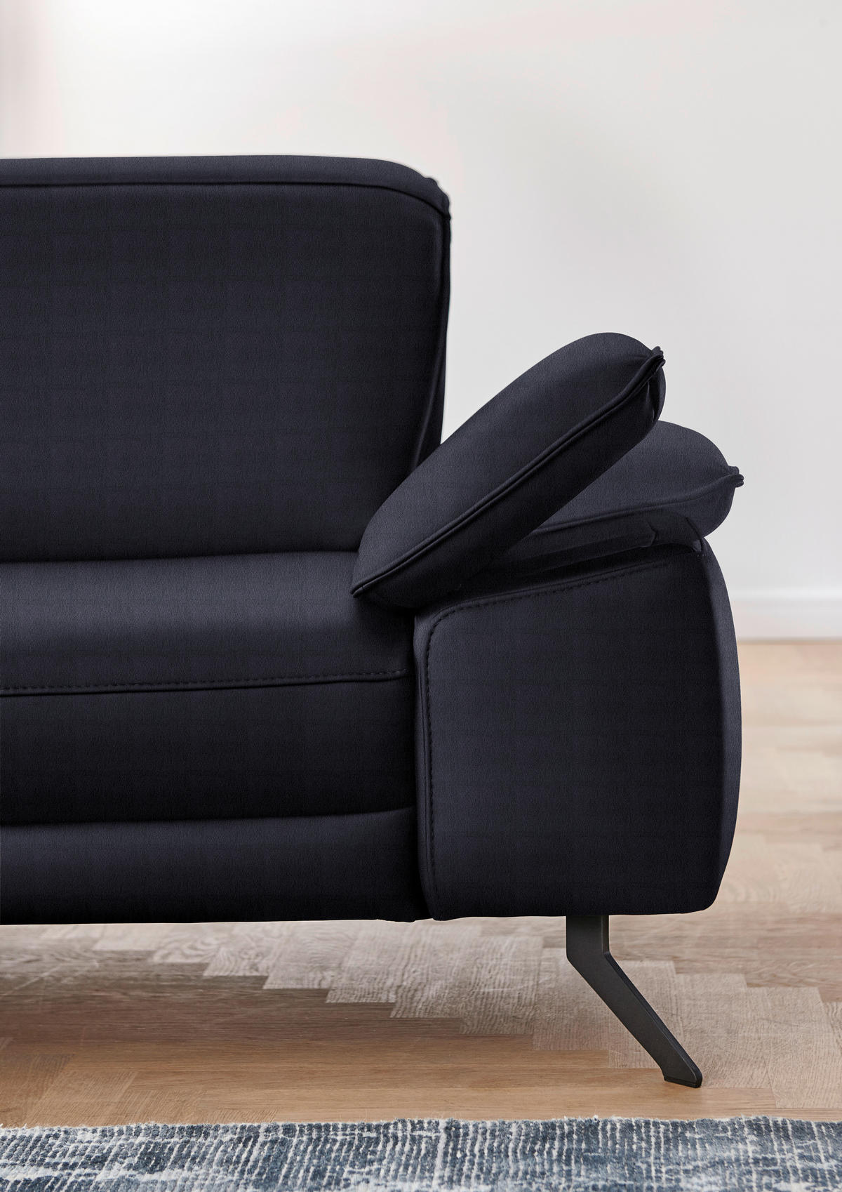 ECKSOFA in Echtleder Schwarz  - Schwarz, Design, Leder/Metall (193/328cm) - Dieter Knoll