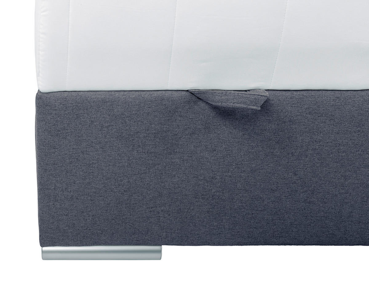 BOX-ÁGY 140/200 cm  sötétkék  - sötétkék/króm, Konventionell, műanyag/textil (140/200cm) - Carryhome