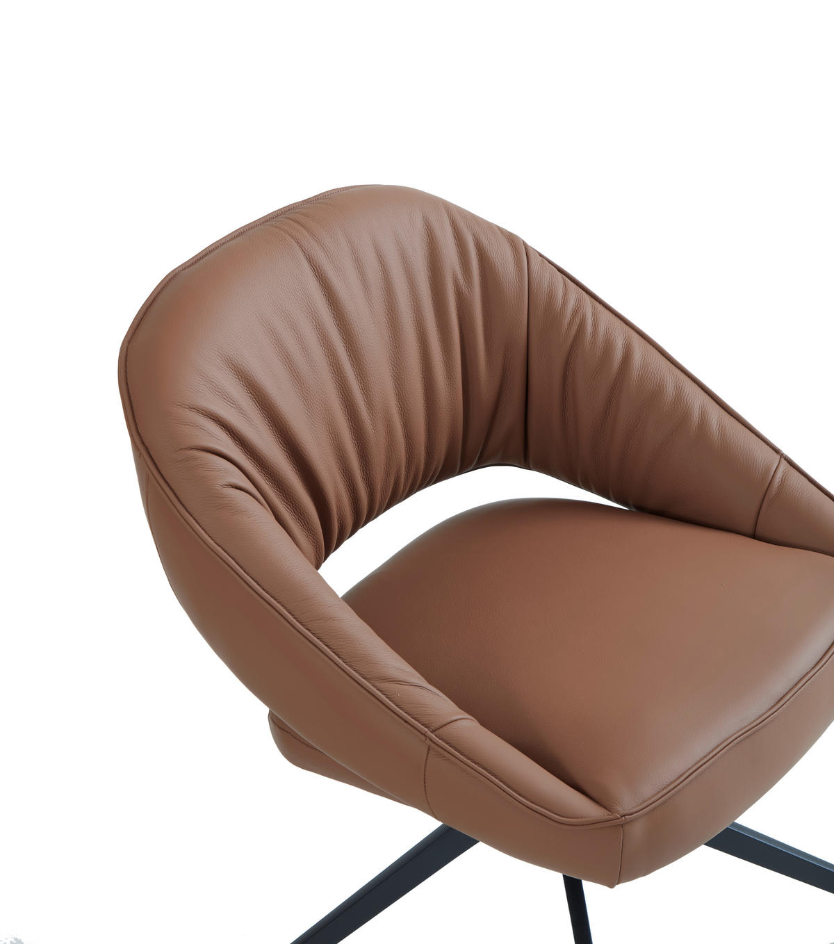 ARMLEHNSTUHL  Sitzfläche 360° drehbar, automatische Rückholfunktion  Echtleder  Schwarz, Cognac  - Cognac/Schwarz, Design, Leder/Metall (60/81/63.5cm) - Dieter Knoll