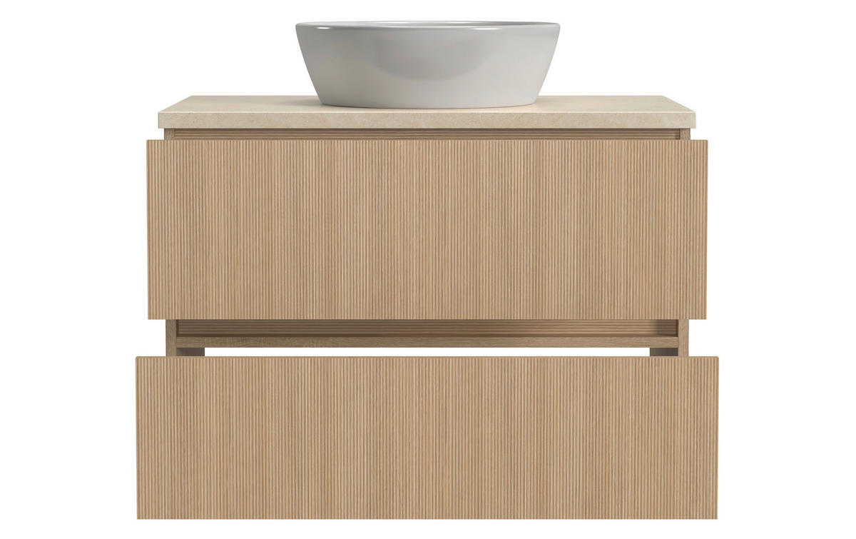 WASCHTISCHKOMBI 80 cm  - Sandfarben/Eichefarben, KONVENTIONELL, Keramik/Holzwerkstoff (80cm) - Xora