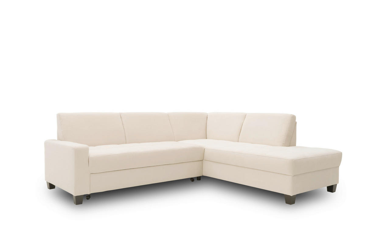 ECKSOFA FLORENTINA Creme Mikrofaser  - Wengefarben/Creme, Basics, Holz/Textil (243/209cm) - MID.YOU