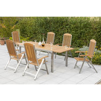 GARTENSESSEL Holz, Metall Silberfarben, Akaziefarben  - Silberfarben/Akaziefarben, ROMANTIK / LANDHAUS, Holz/Metall (60/118/48cm) - Gardenson