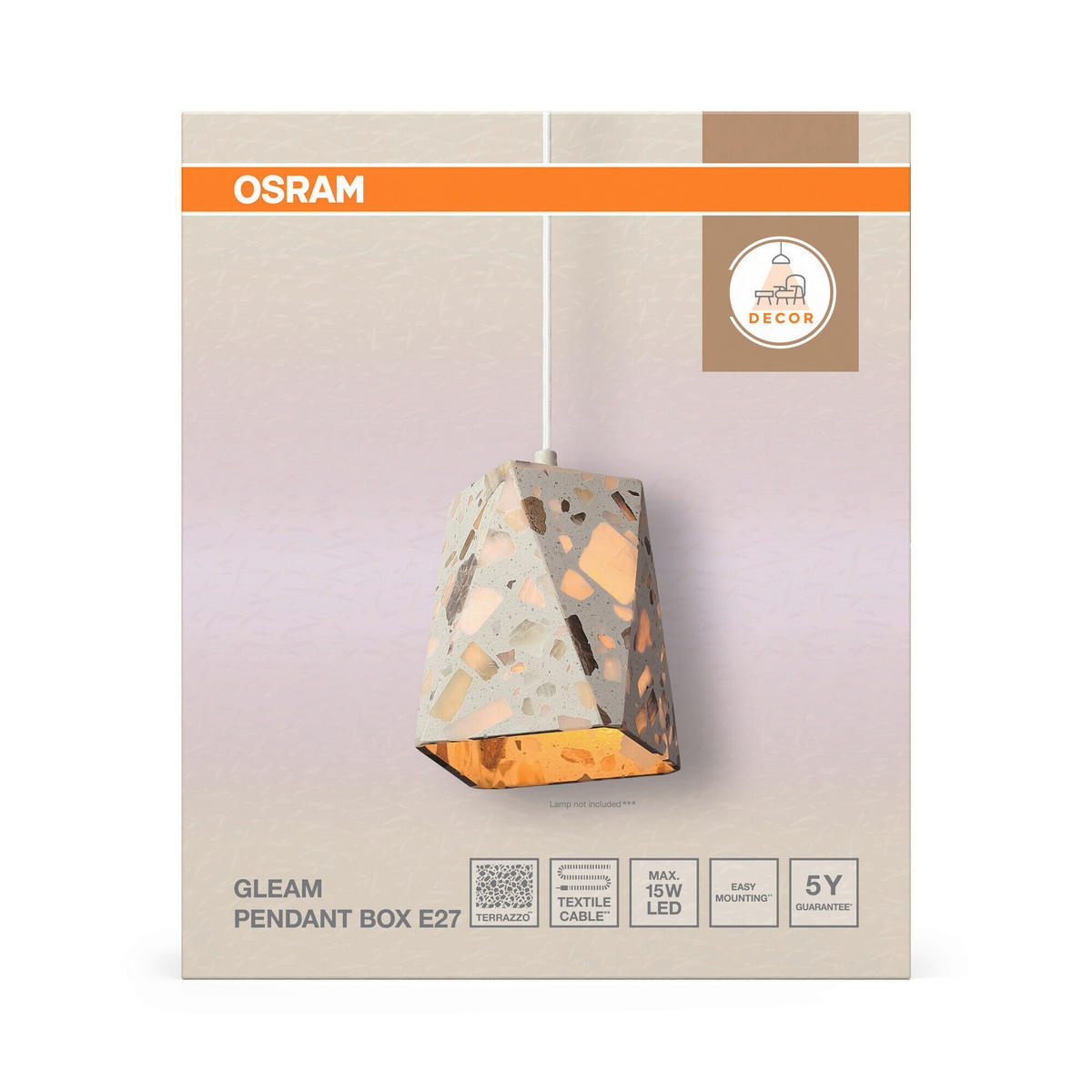 HÄNGELEUCHTE 15/15/150 cm  - Beige, Basics, Stein (15/15/150cm) - Osram