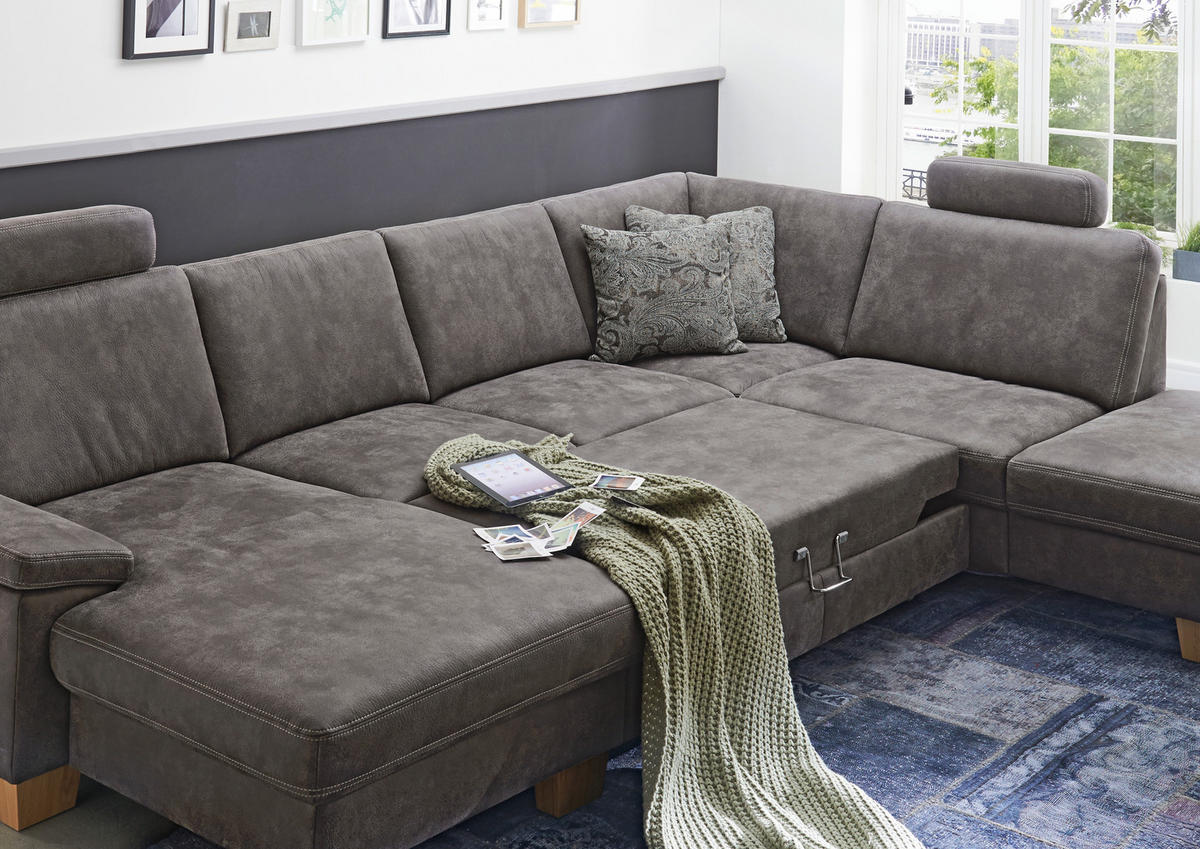 SOFFA i mikrofiber grå  - beige/grå, Klassisk, trä/textil (235/167cm) - Beldomo System