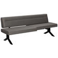 SITZBANK 220/87/70-86 cm Lederlook (vegan) Dunkelgrau  - Dunkelgrau/Schwarz, KONVENTIONELL, Textil/Metall (220/87/70-86cm) - Moderano