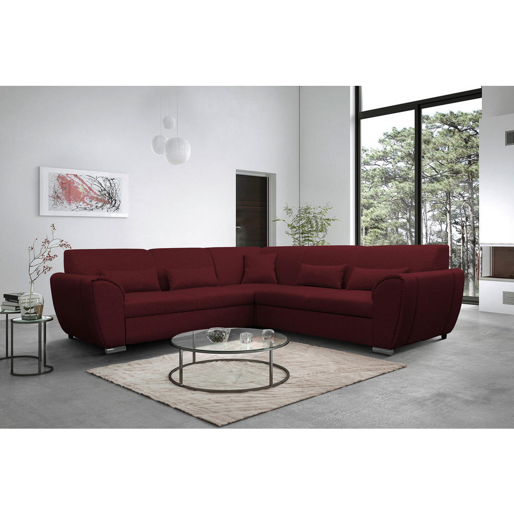 Thumbnail - Livetastic Ecksofa, Dunkelrot, Textil, 5-Sitzer, Füllung: Schaumstoff, Ottomane links, L-Form, 266x266 cm, Made in EU, R...