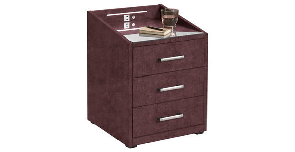 NACHTSCHRANK 47/61/46 cm  - Silberfarben/Aubergine, Basics, Holzwerkstoff/Kunststoff (47/61/46cm) - Esposa