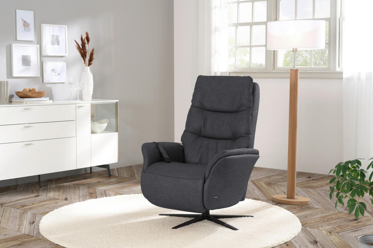 MASSAGESESSEL Echtleder Dunkelgrau    - Dunkelgrau/Anthrazit, KONVENTIONELL, Leder/Metall (74/114/97cm) - Himolla