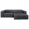 ECKSOFA in Cord Graphitfarben  - Schwarz/Graphitfarben, Design, Kunststoff/Textil (298/175cm) - P & B