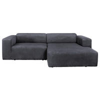 ECKSOFA Cord Graphitfarben  - Schwarz/Graphitfarben, Design, Kunststoff/Textil (298/175cm) - P & B