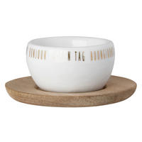 EIERBECHERSET Holz, Keramik  - Weiss/Akaziefarben, Design, Holz/Keramik (7/3/7cm) - Räder