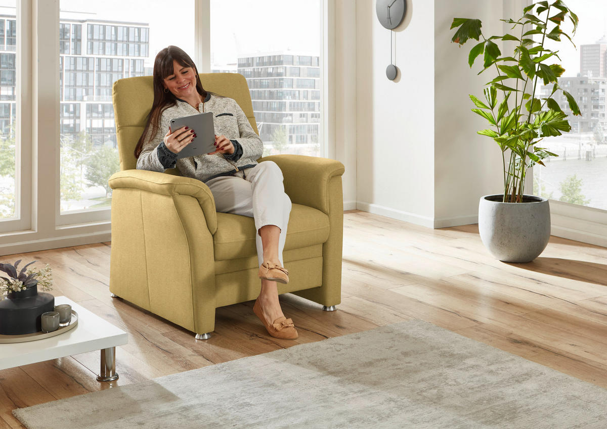 SESSEL in Flachgewebe Gelb  - Gelb/Alufarben, KONVENTIONELL, Textil/Metall (90/100/89cm) - Beldomo Comfort