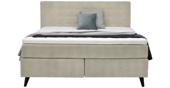 BOXSPRINGBETT 180/200 cm  in Beige  - Beige/Schwarz, KONVENTIONELL, Holz/Textil (180/200cm) - Voleo