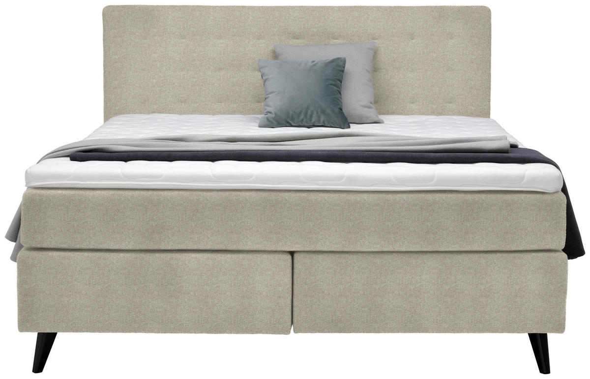 BOXSPRINGBETT 180/200 cm  in Beige  - Beige/Schwarz, Konventionell, Holz/Textil (180/200cm) - Voleo