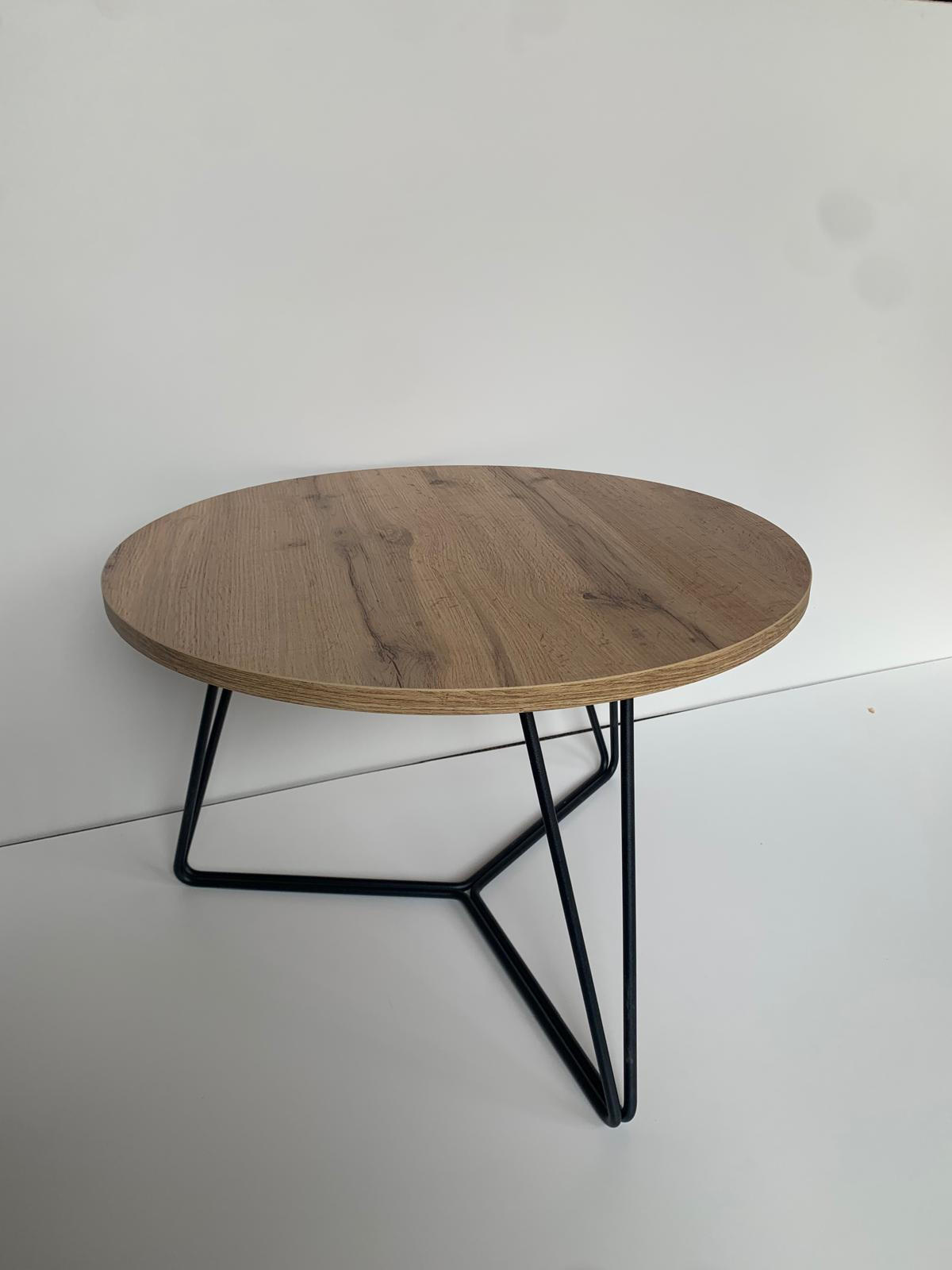 KLUB STOLIĆ crna, boje hrasta  metal, drvni materijal  - boje hrasta/crna, Moderno, drvni materijal/metal (60cm)