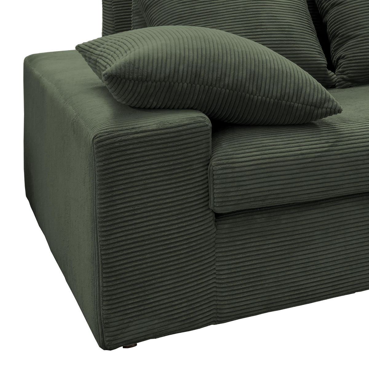 ECKSOFA in Cord Grün  - Schwarz/Grün, Modern, Kunststoff/Textil (278/200cm) - Livetastic