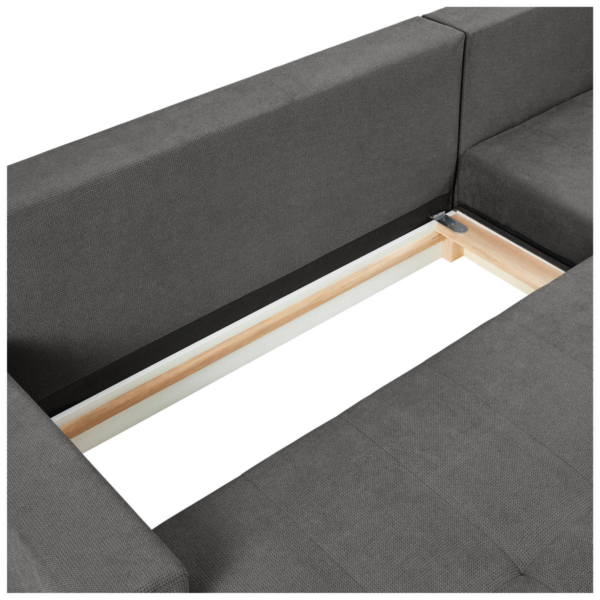 ECKSOFA in Webstoff Dunkelgrau  - Dunkelgrau/Schwarz, Konventionell, Kunststoff/Textil (157/231cm) - P & B